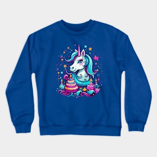 Birthday Unicorn Colorful Cartoon Design Crewneck Sweatshirt